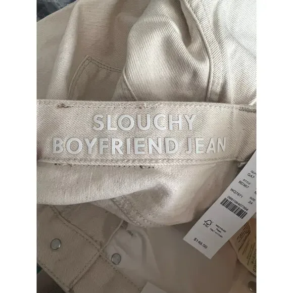 NWT J. Crew Women's Slouchy Boyfriend Denim Jeans in Ecru White (Beige) Size 24 - Picture 11 of 16